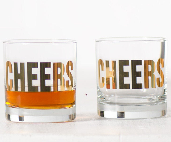 זהב 20 קראט Cheers Rocks Glass