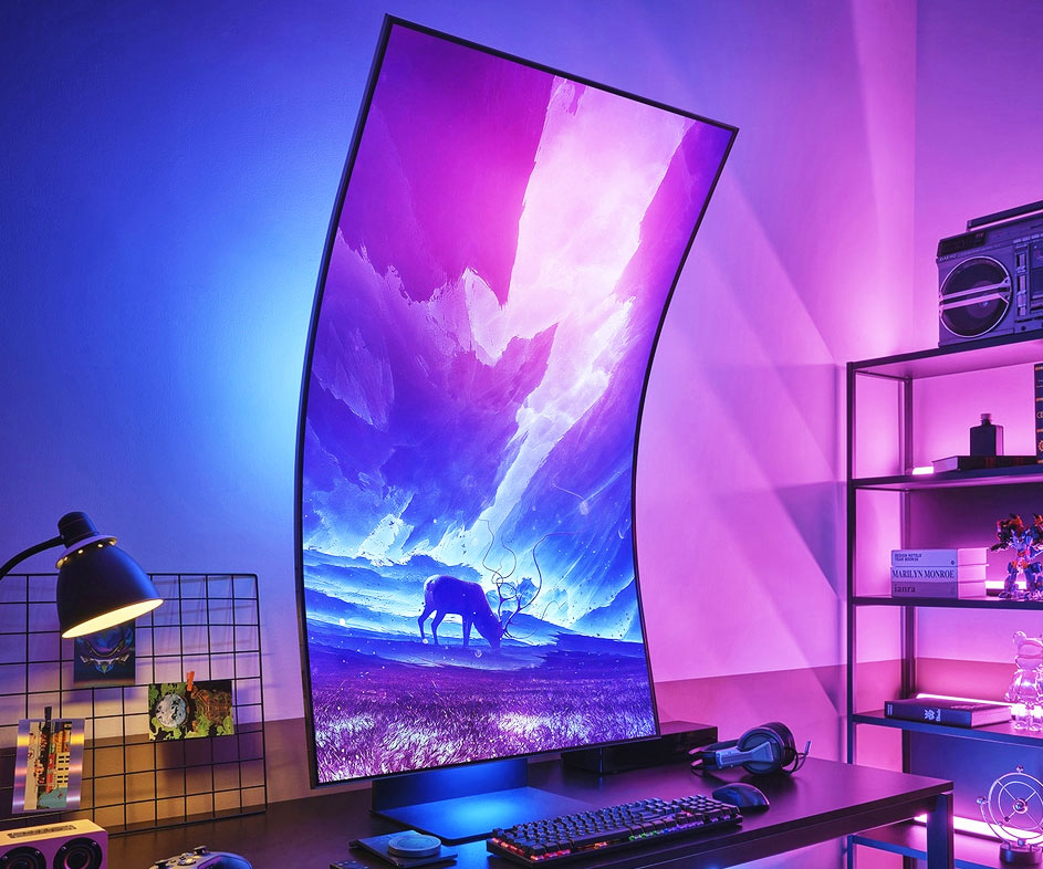 צג Samsung Odyssey Ark בגודל 55 אינץ’