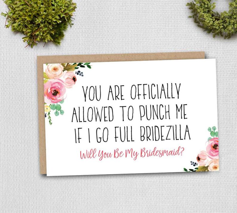 כרטיס “Punch Me If I Go Bridezilla”
